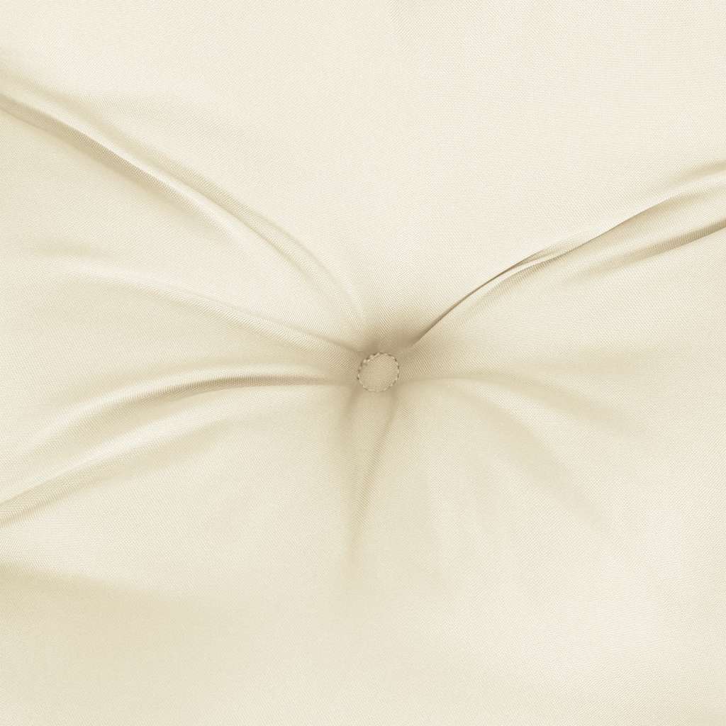 Cream white Oxford fabric garden bench cushion with tufted center, 78.7x39.4x2.8 inches.