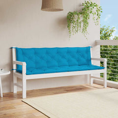 Light blue Oxford fabric garden bench cushion on white bench, 78.7x39.4x2.8in.