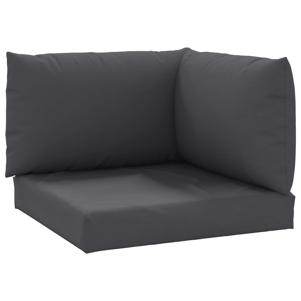 3-piece anthracite Oxford fabric pallet cushions with seat, back, and side pillows.
