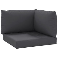 3-piece anthracite Oxford fabric pallet cushions with seat, back, and side pillows.