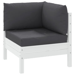 Three anthracite Oxford fabric cushions for a pallet sofa, including seat, back, and side pieces.