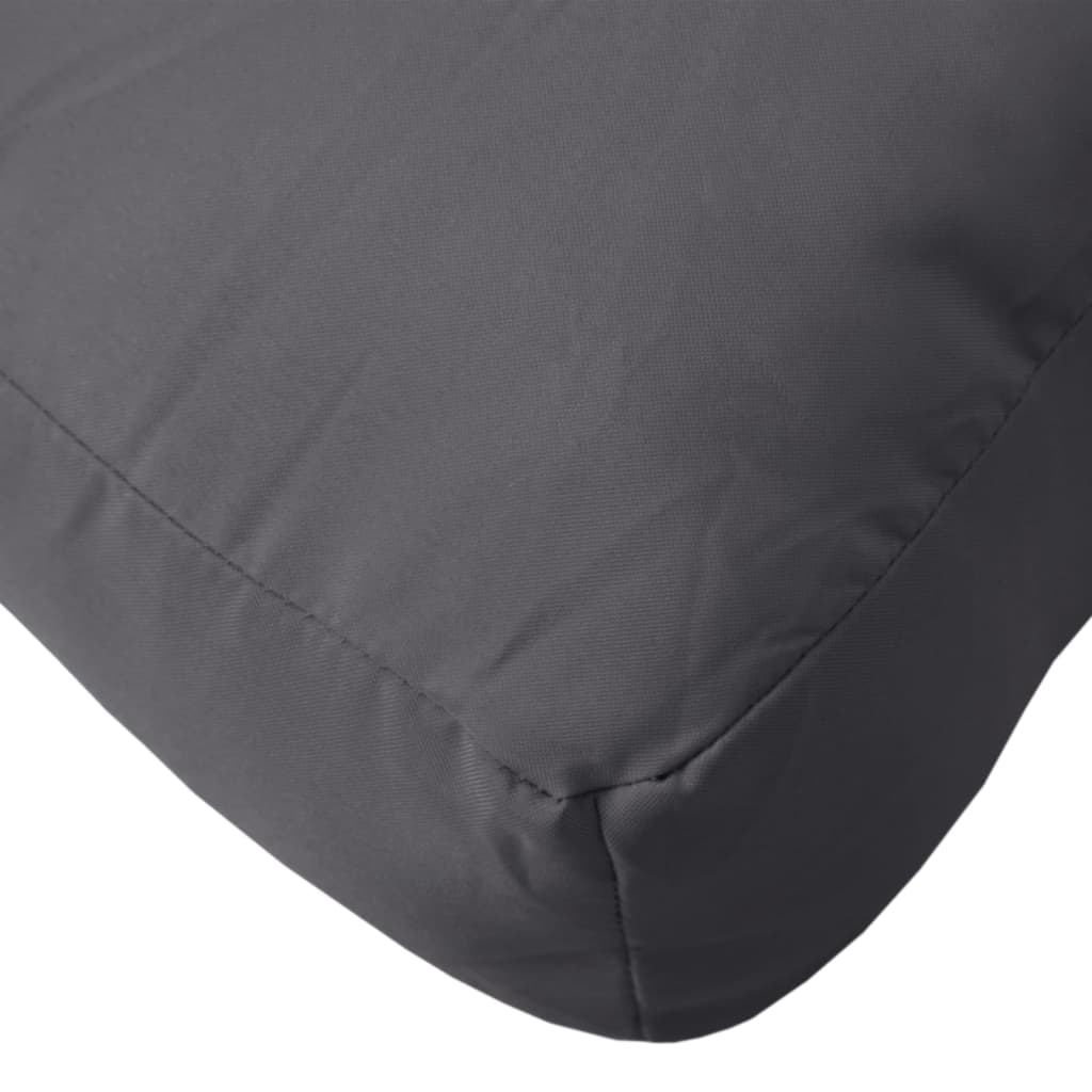 Three anthracite Oxford fabric cushions for pallet furniture, including seat, back, and side.