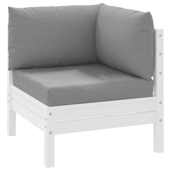 Gray Oxford fabric pallet cushions set of three for outdoor seating.