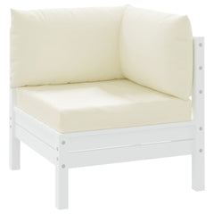 Cream white Oxford fabric pallet cushions, 3-piece set with seat, back, and side.