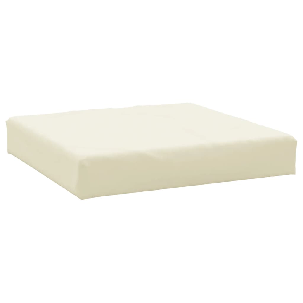 A 3-piece set of cream white Oxford fabric pallet cushions, including seat, back, and side.