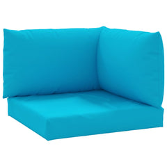 Light blue Oxford fabric pallet cushions, a three-piece set.