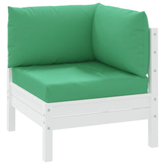Green Oxford fabric pallet cushion set with three pieces: seat, back, and side.