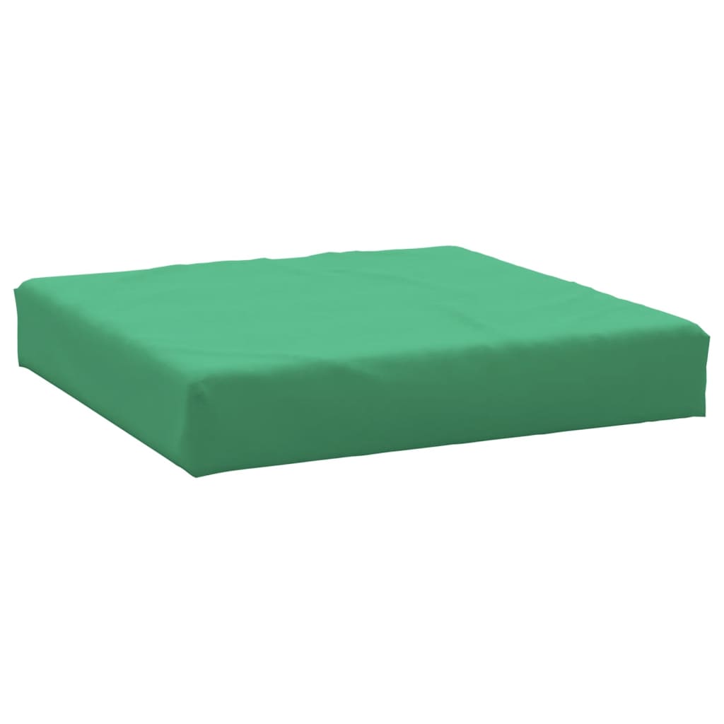 Three green Oxford fabric cushions for pallet furniture: seat, back, and side.