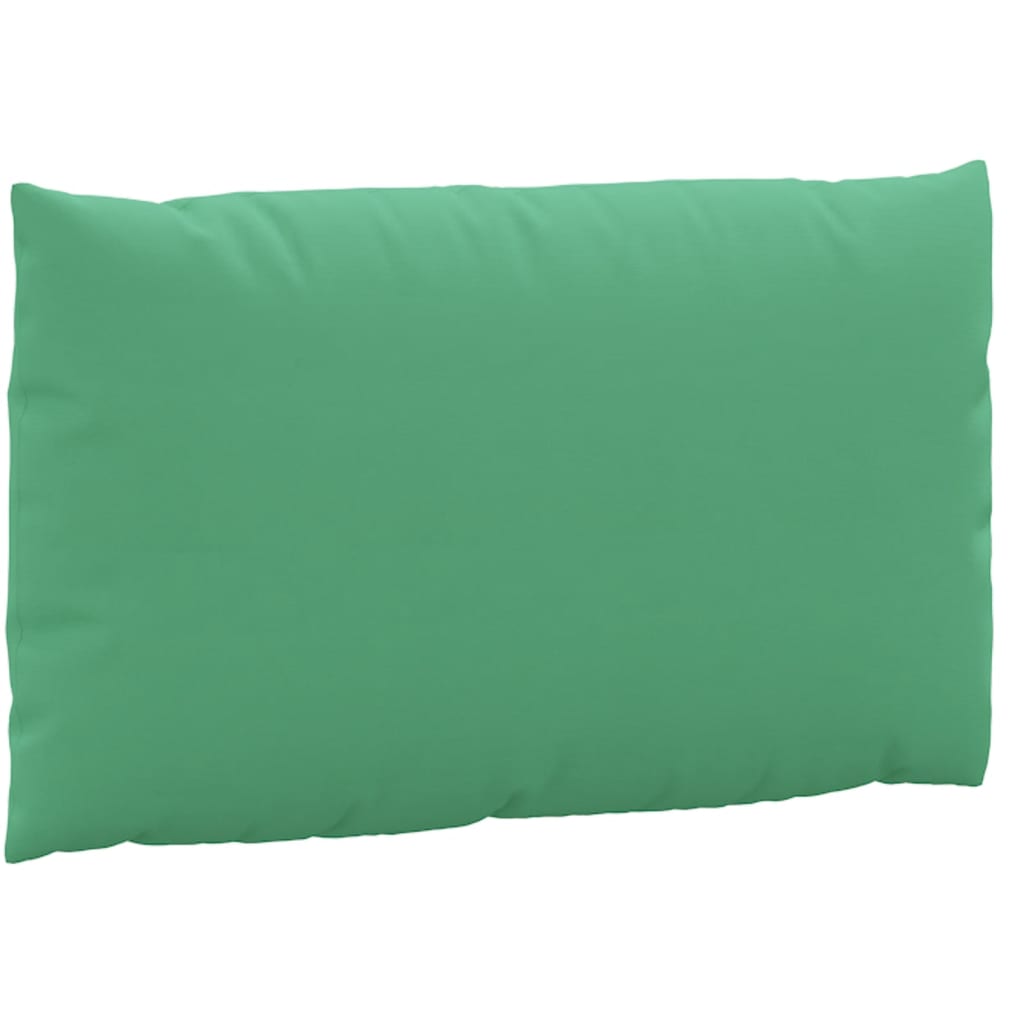 A 3-piece set of green Oxford fabric pallet cushions, including seat, back, and side pillows.