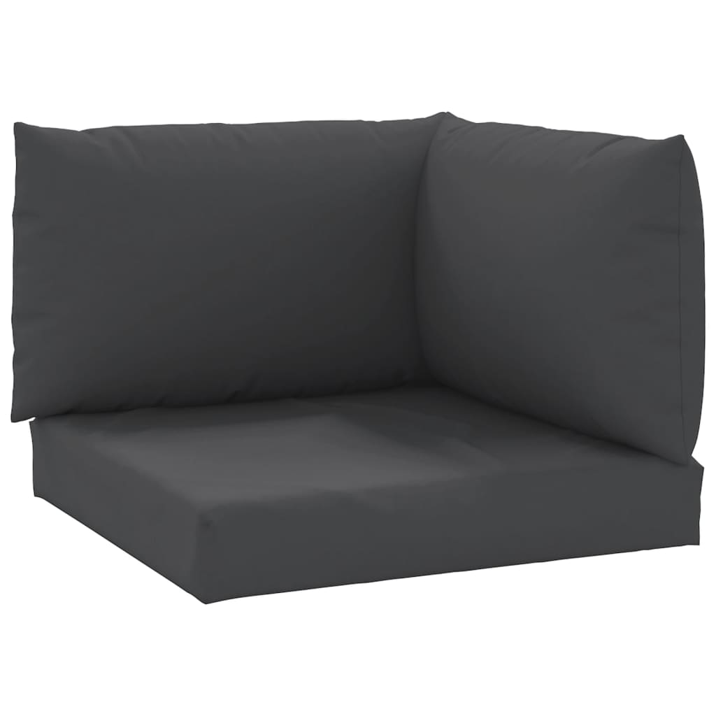 Set of three black Oxford fabric cushions for pallet sofa: seat, back, and side.