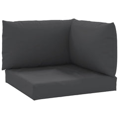 Set of three black Oxford fabric cushions for pallet sofa: seat, back, and side.