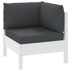 Set of three black Oxford fabric cushions for pallet furniture, including seat, back, and side.