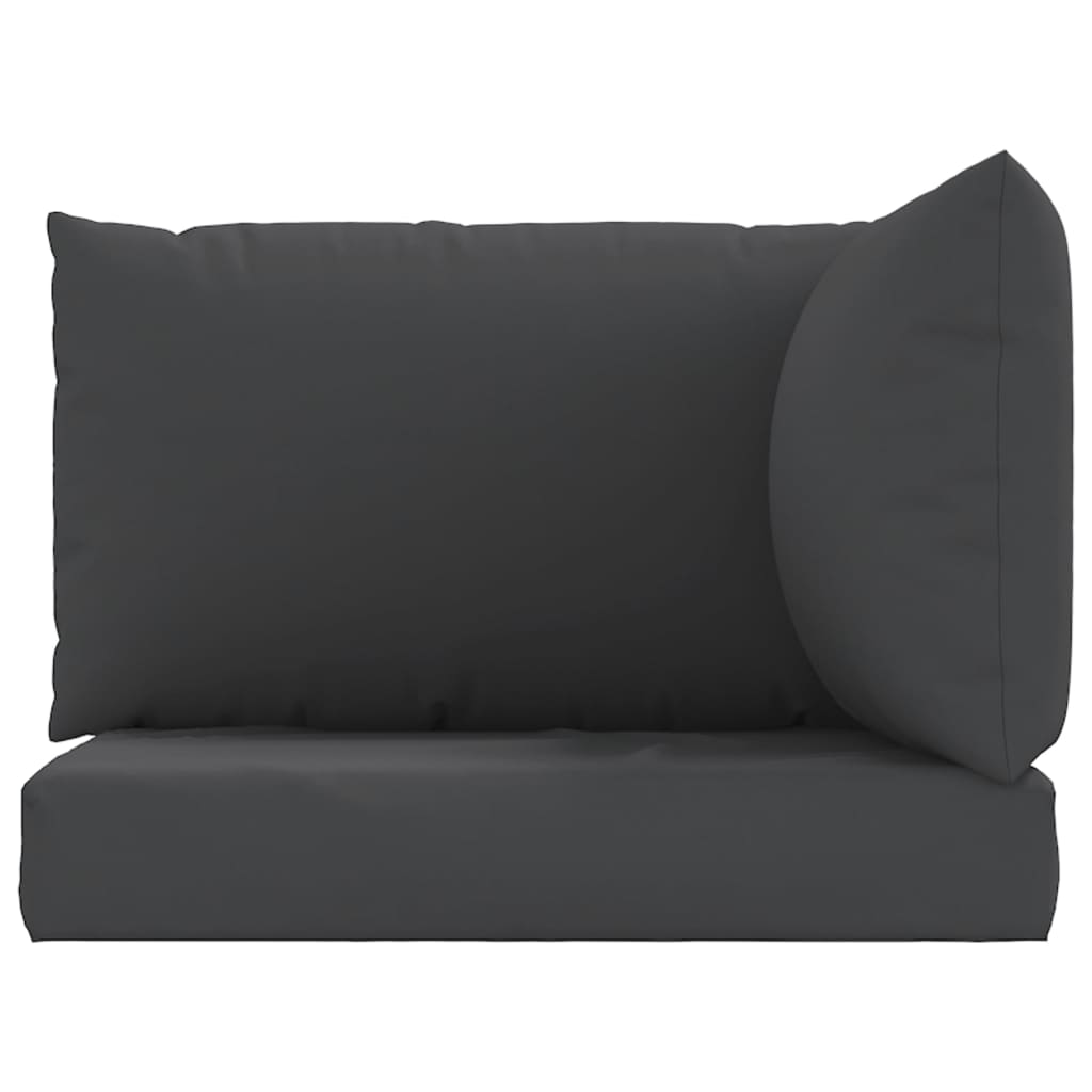 Set of three black Oxford fabric cushions for pallet sofa, including seat, back, and side.