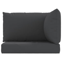 Set of three black Oxford fabric cushions for pallet sofa, including seat, back, and side.