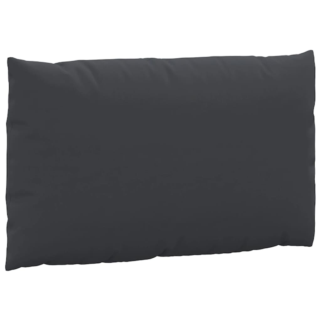 Set of three black Oxford fabric cushions for pallet furniture, including seat, back, and side.