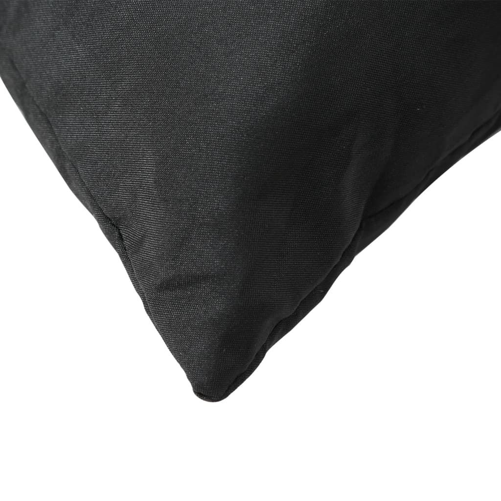 Set of three black Oxford fabric cushions for pallet furniture.