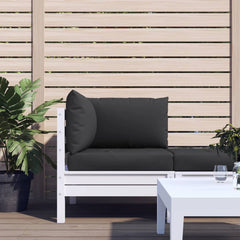 Set of three black Oxford fabric cushions for pallet sofa, including seat, back, and side.