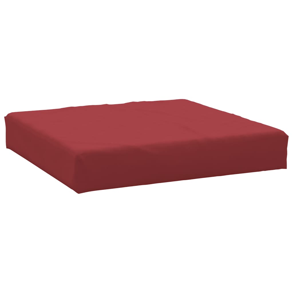 A 3-piece set of wine red Oxford fabric pallet cushions, including seat, back, and side.
