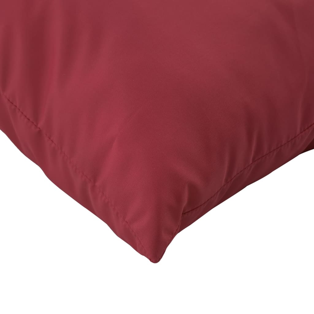 A close-up view of a wine red Oxford fabric cushion from the Bostome 3-piece pallet set.