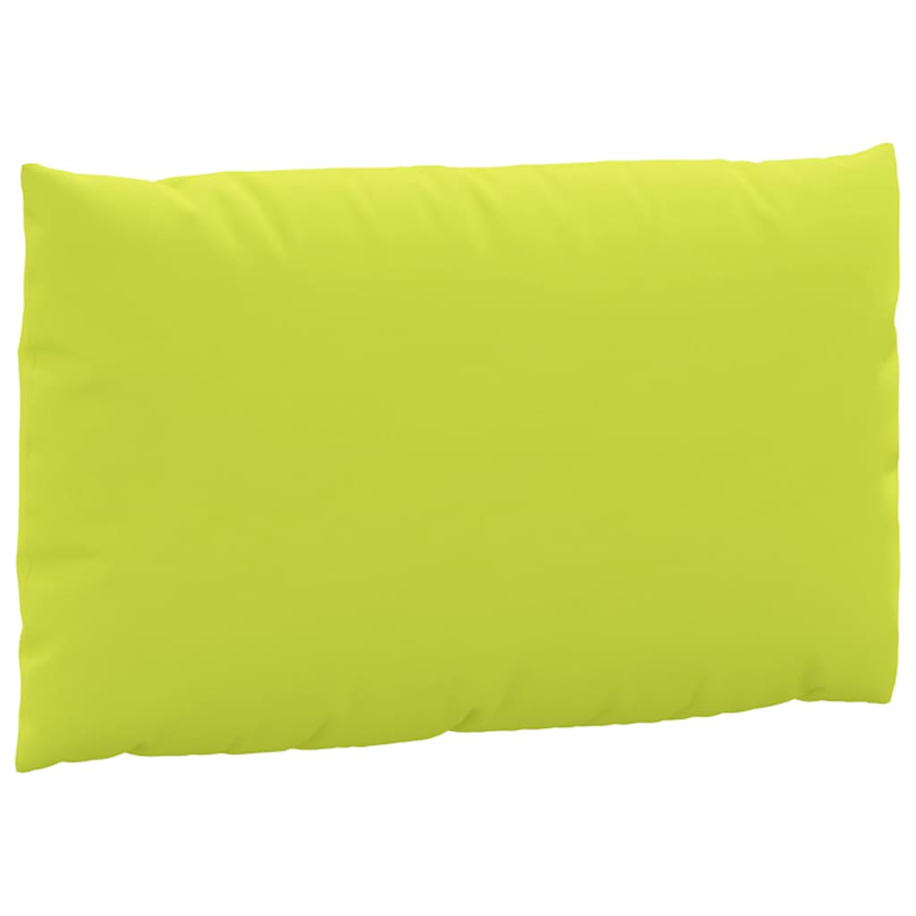 A 3-piece set of bright green Oxford fabric cushions for pallet furniture.