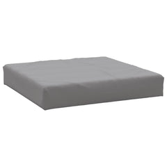 Gray Oxford fabric pallet cushion, water-resistant, 23.6x23.6x2.4 inches.