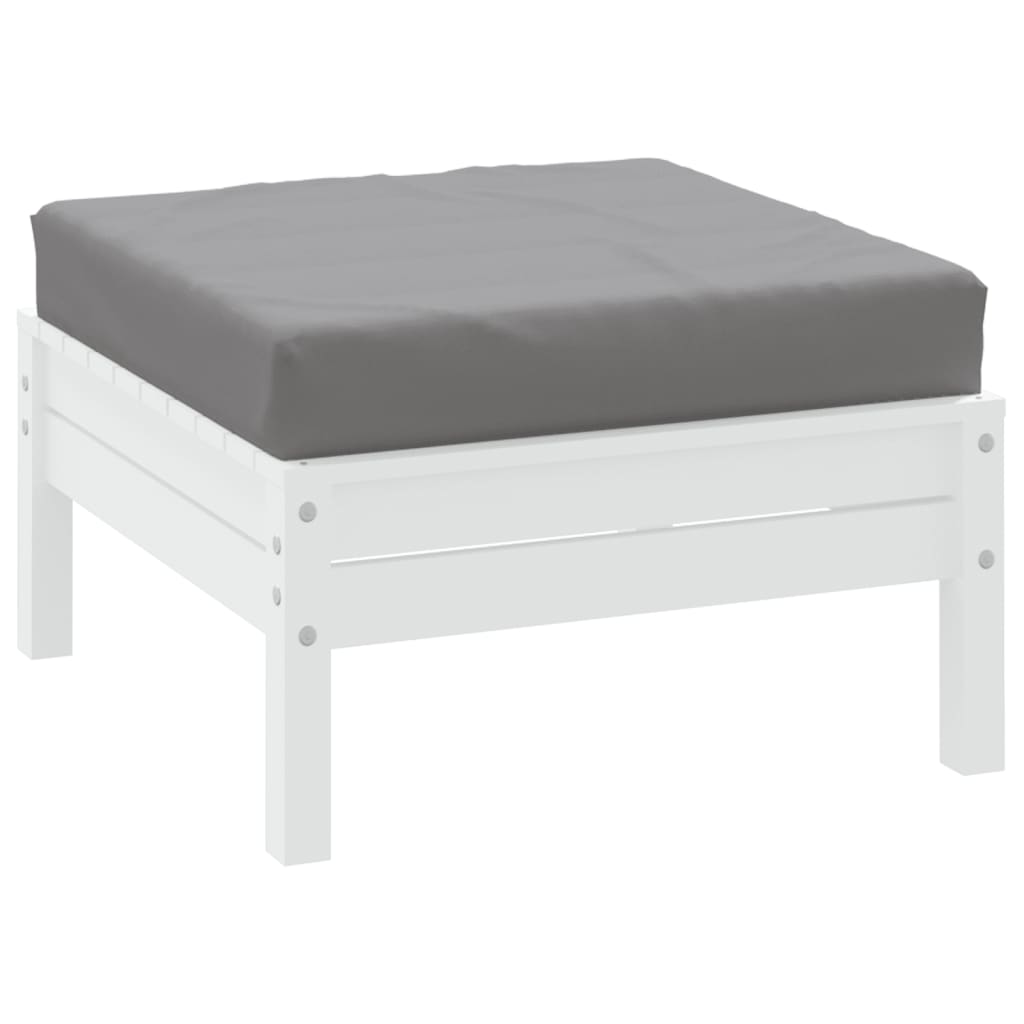 Gray water-resistant Oxford fabric pallet cushion, 23.6 x 23.6 x 2.4 inches.
