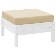Beige water-resistant Oxford fabric pallet cushion, square and plush.