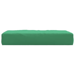 Green Oxford fabric water-resistant pallet cushion, square and plush for outdoor use.