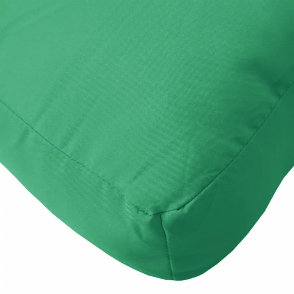 Green water-resistant Oxford fabric pallet cushion, 23.6 x 23.6 x 2.4 inches.