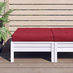 Wine red Oxford fabric pallet cushion, 23.6x23.6x2.4 inches, on white wooden frame.