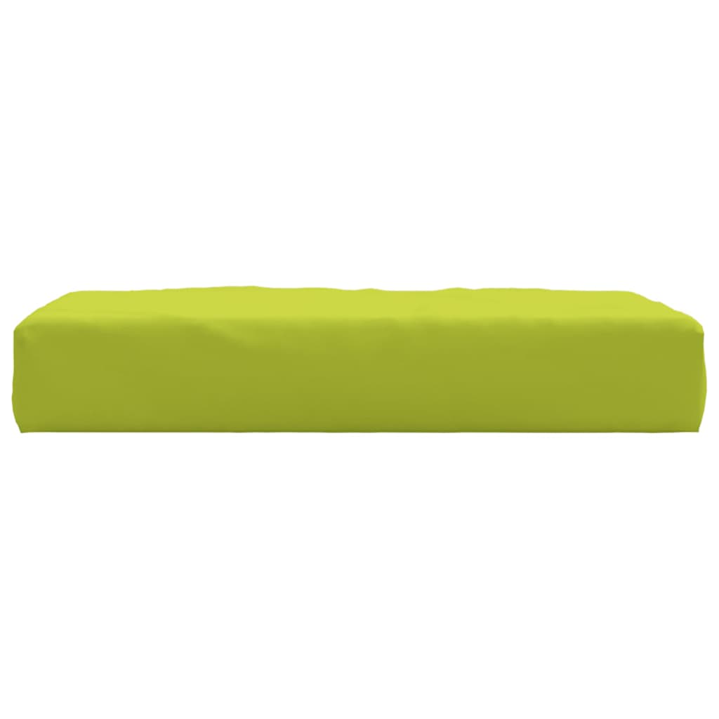Bright green pallet cushion made of water-resistant Oxford fabric with foam filling.