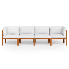 Garden Sofa Cream Solid Acacia wood 4-Seater Garden Sofa