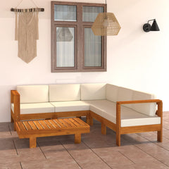 Wooden Lounge Set Cream White, Acacia Wood