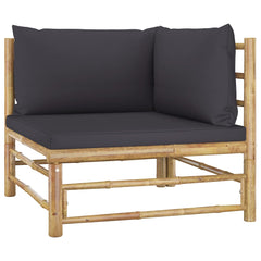 Garden Lounge Set Dark Grey Bamboo, Polyester Medium