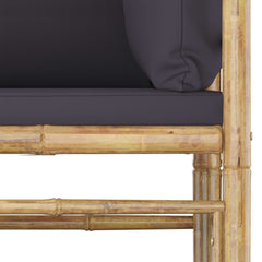 Garden Lounge Set Dark Grey Bamboo, Polyester Medium Modular