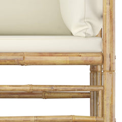 Garden Lounge Set Cream white Bamboo, Polyester Standard Modular