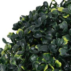 Two 17.7-inch artificial green boxwood balls made of polyethylene.
