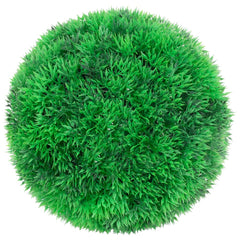 Two green artificial boxwood balls, 8.7 inches in diameter, made of polyethylene.