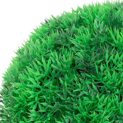 Two 8.7-inch green artificial boxwood balls made of polyethylene.