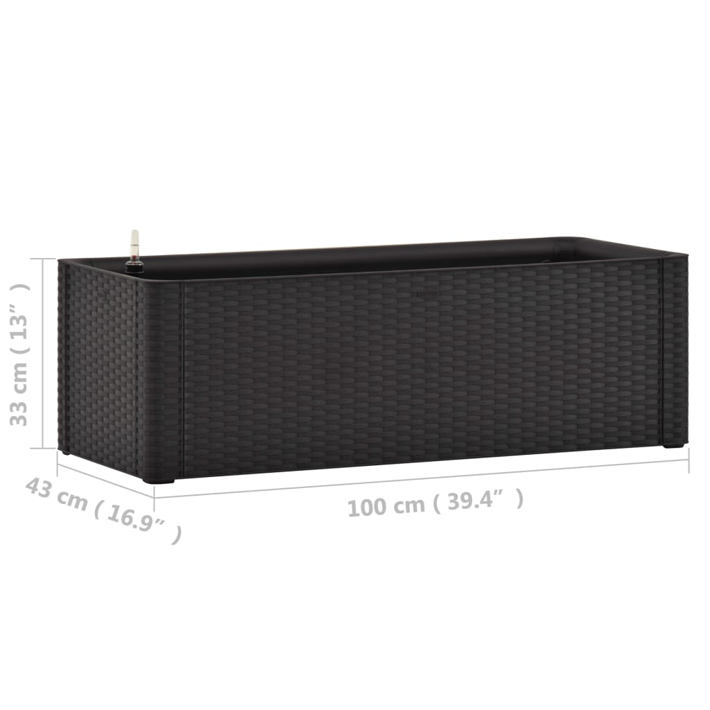 Garden Raised Bed with Self Watering System Anthracite 39.4x16.9x13