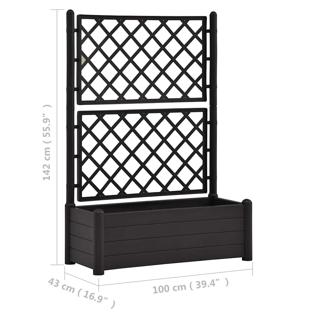 Garden Planter with Trellis 39.4x16.9x55.9 PP Anthracite