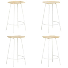 Bar Stool Set of 4 Bleached wood and white