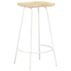 Bar Stool Set of 4 Bleached wood and white