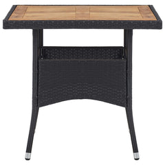 Dining Set Black Poly Rattan Medium Removable Covers
