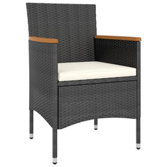 Garden Dining Set Black Poly rattan Standard Removable Covers