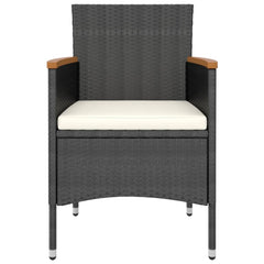 Garden Dining Set Black Poly rattan Standard Removable Covers