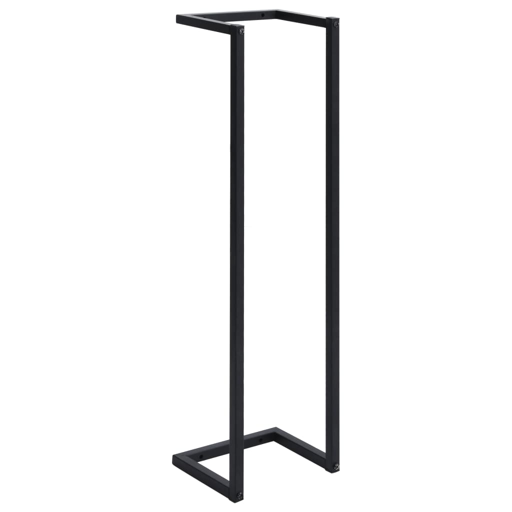 Black iron towel rack with four rungs, measuring 9.8 x 7.9 x 37.4 inches.