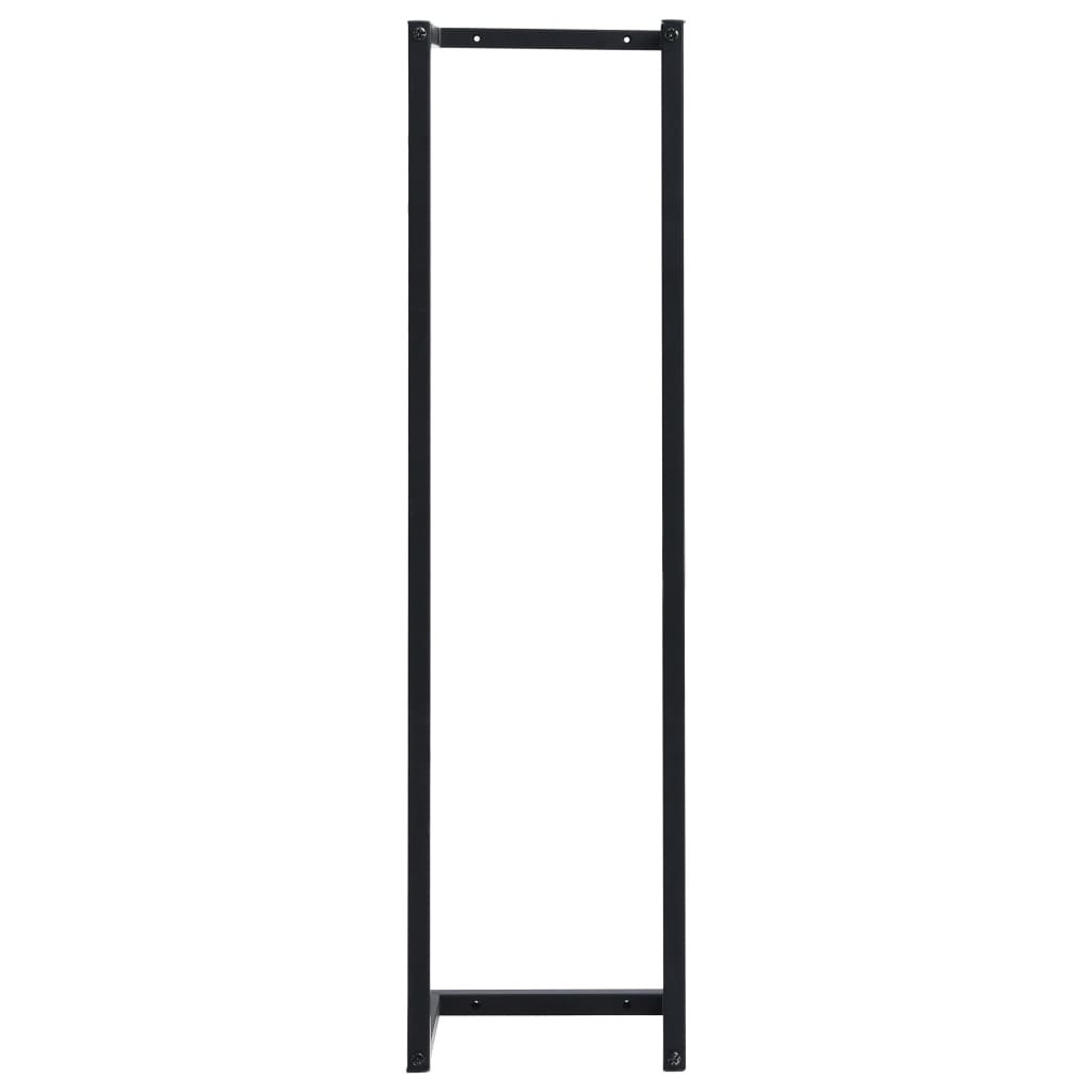 Black iron towel rack with four rungs, measuring 9.8 x 7.9 x 37.4 inches.