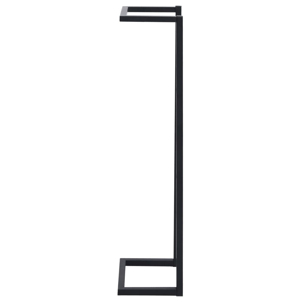 Black iron towel rack with four rungs, 37.4 inches tall.
