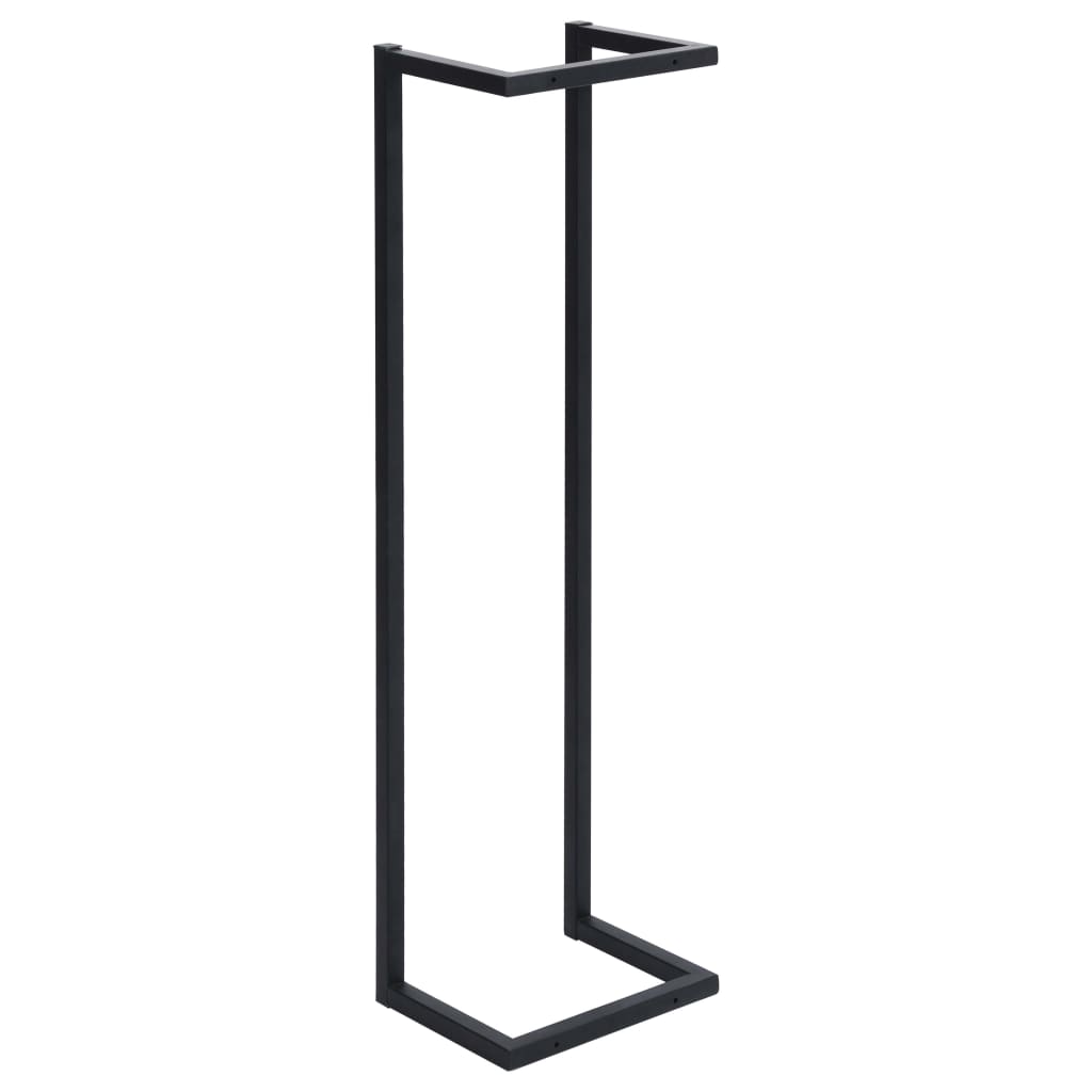 Black iron towel rack with four rungs, 37.4 inches tall.